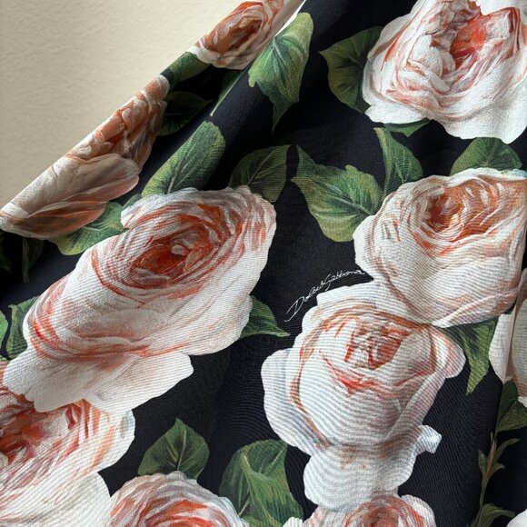 Dolce & Gabbana Silk Mixed Floral Print Long Sleeve Midi Dress - Picture 10 of 16